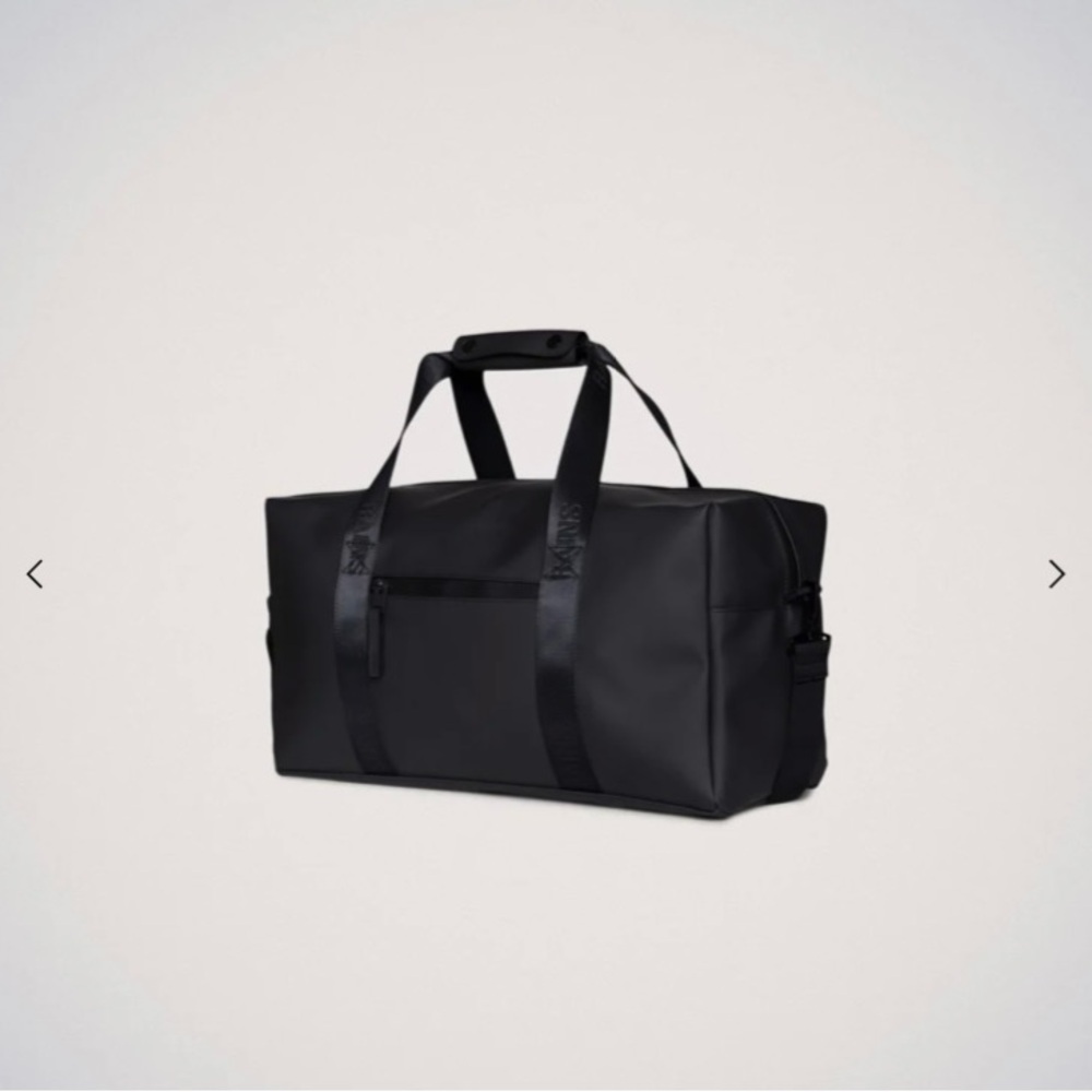 Rains black unisex waterproof gym/weekender bag